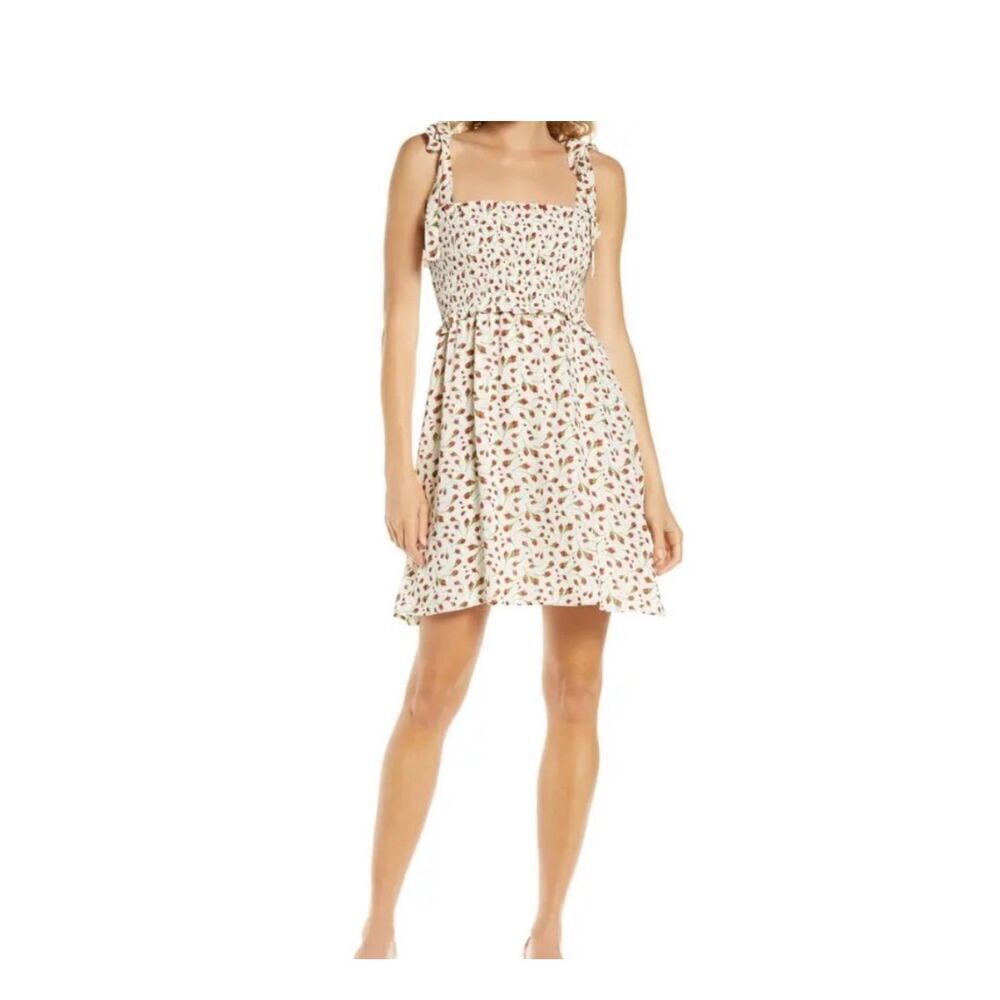 Reformation seabreeze Marion ruffle smocked tank dress size large